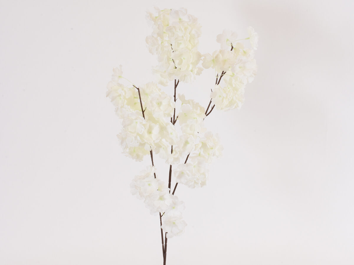 Ramo artificiale di ciliegio in fiore 110 cm bianco