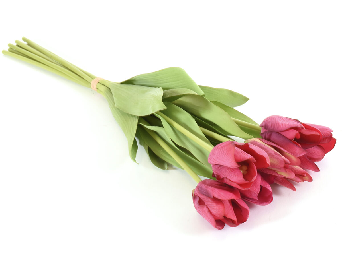 Mazzo di tulipani artificiali x 7 color fucsia 7,55 cm