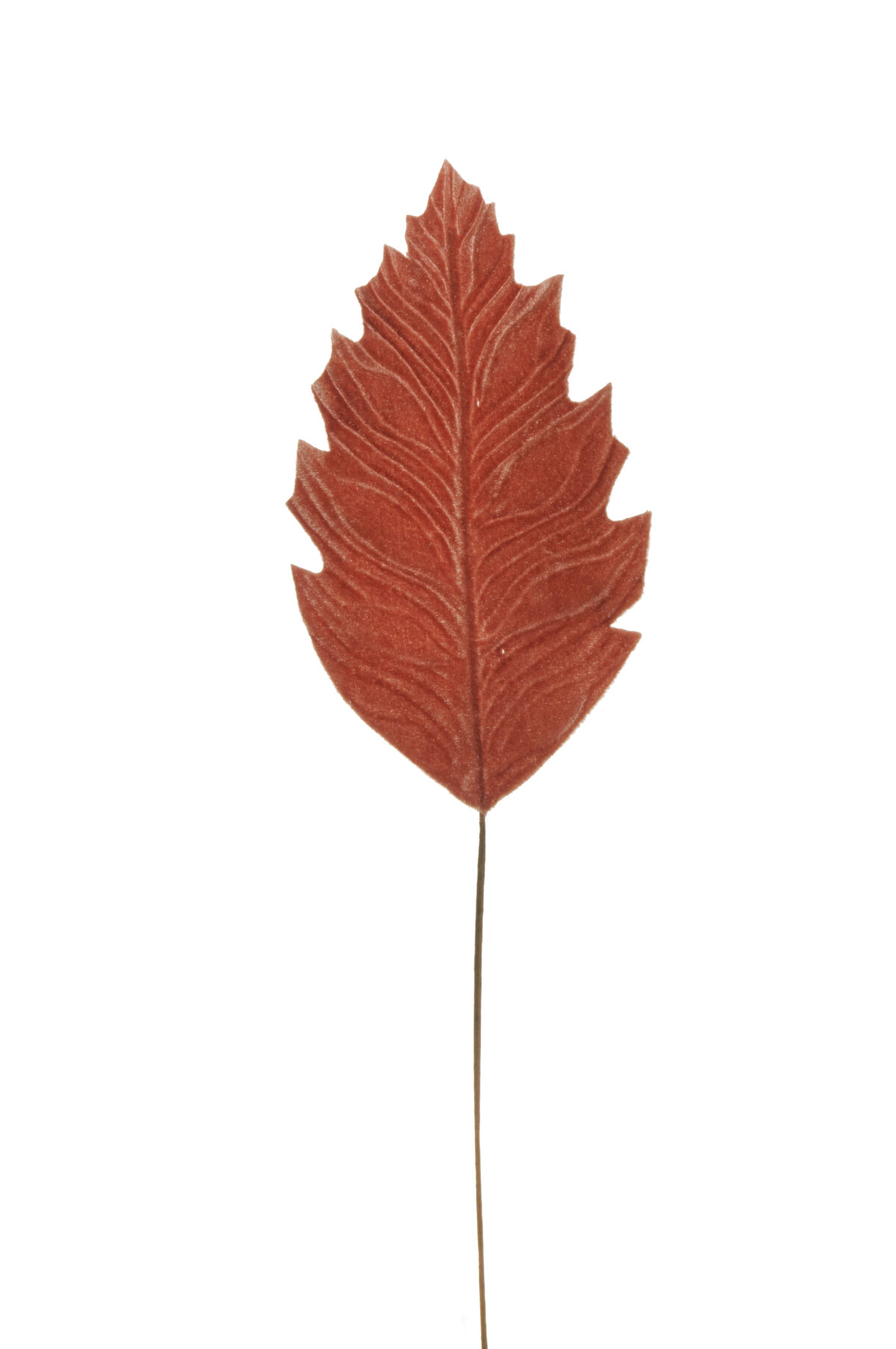 Set di 6 foglie philodendro artificiali in velluto color malva scuro d. 21 x 12 cm