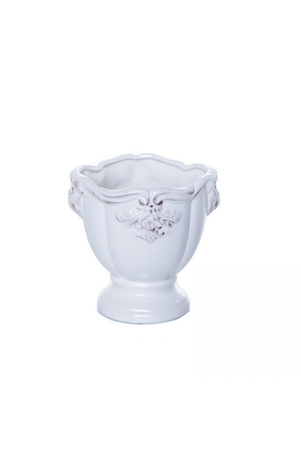 Vaso bianco in ceramica con decorazioni h. 13,5 cm