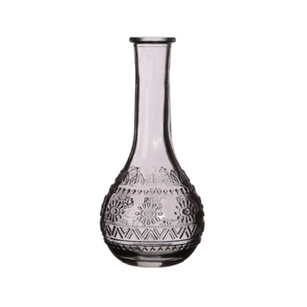 Bottiglietta decorativa di vetro grigio Portafiori - Portacandele 3 mix design (disegno casuale) d. 7,5 x h.15,8 cm