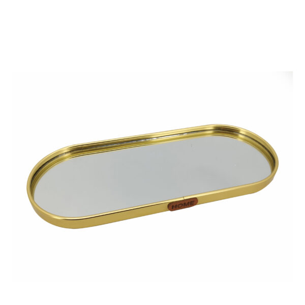 Vassoio a specchio argento ovale con bordo oro 30x12 cm h. 1,5 cm