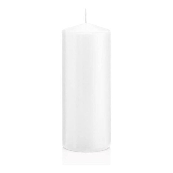 Set 6 candele cilindriche bianche h. 15 d. 6 cm (ottima cera tedesca che cola all'interno - durata 21 ore)