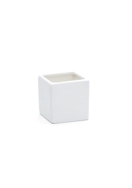 Vaso cubo bianco in ceramica 10,5 x 10,5 x h. 10,5 cm.