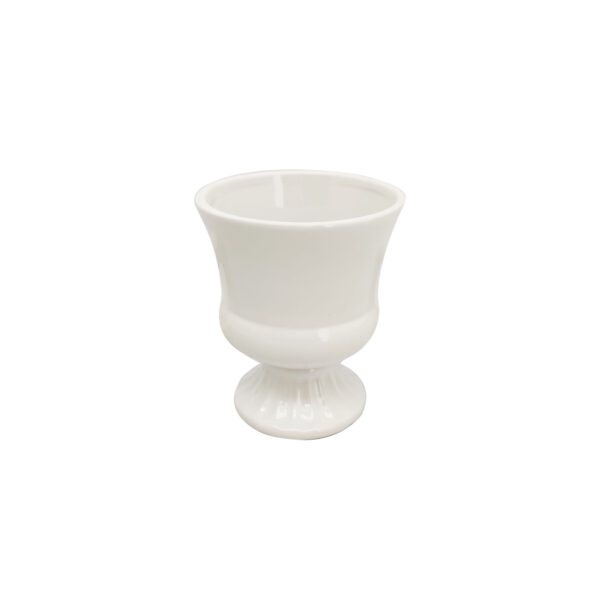 Coppa ovale in ceramica bianca stile romano 13 x h. 15,2 cm