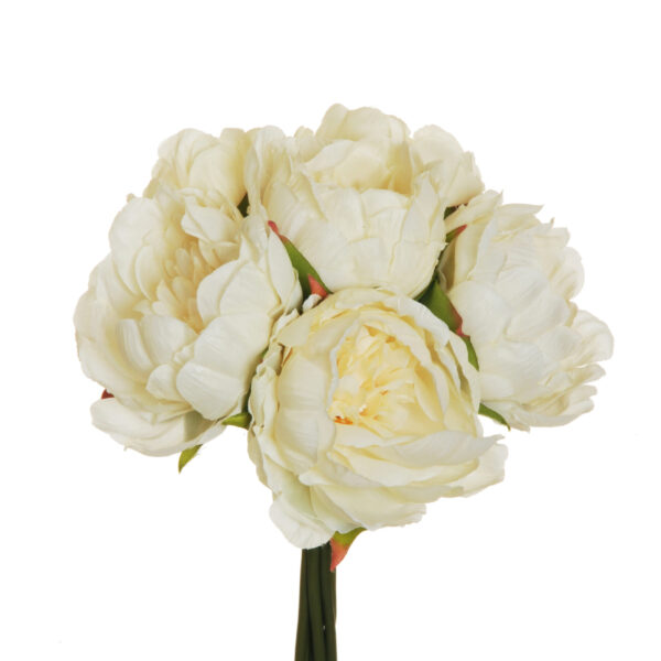 Mazzo di Peonie artificiali con 6 fiori color crema d. 8 cm