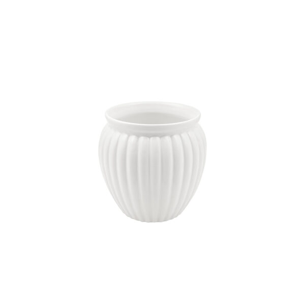 Vaso caspò tondo stile inglese in ceramica bianco h. 14 x d. est. 12,5 d. int. 11,5 cm