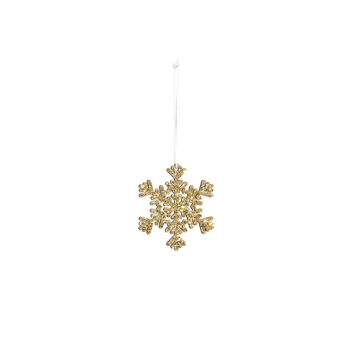 Set 4 Appendini - Chiudipacco Fiocco di Neve oro con glitter 6,2 x 7 x 0,3 cm