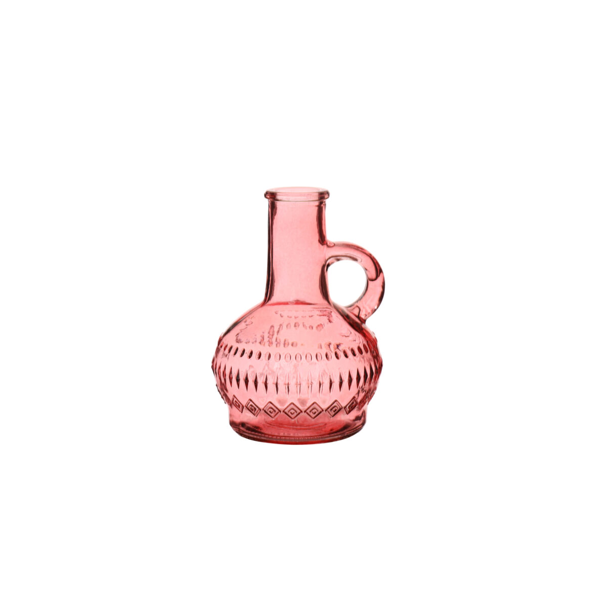 Bottiglietta decorativa di vetro rosa tenue Portafiori h. 10 d. 7 cm.