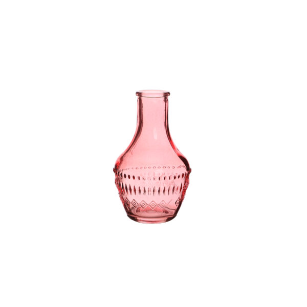 Bottiglietta decorativa di vetro rosa tenue Portafiori h. 10 d. 6 cm.