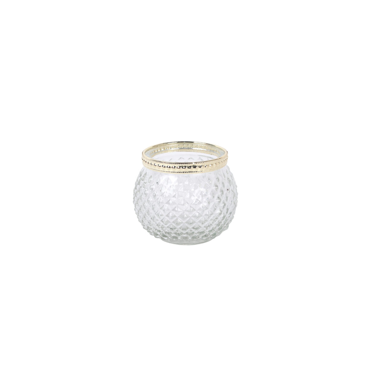 Sfera Porta tea lights - Portacandele in vetro trasparente con bordo metallo oro d. 8 x h. 10 cm