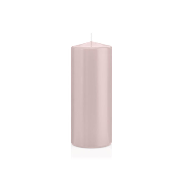 Set 4 candele cilindriche rosa h. 20 d. 8 cm (ottima cera tedesca che cola all’interno – durata 119 ore)