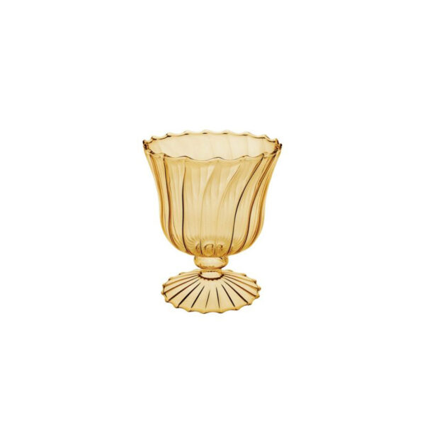 Vaso Contenitore a Coppa con piede – Centrotavola in vetro color Ambra d. 15 h. 17 cm