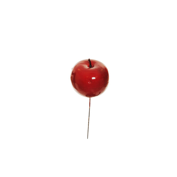 Pick con Mela artificiale rossa d. 6,5 x h. 17 cm