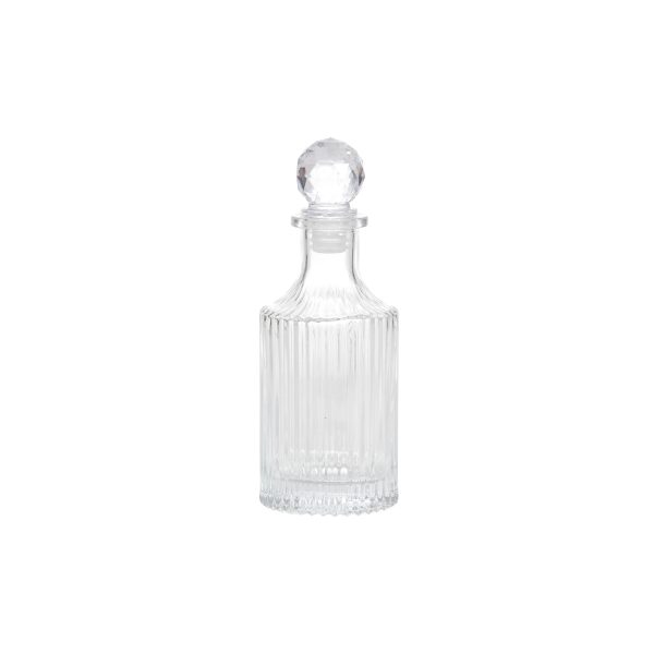 Bottiglietta decorativa in vetro trasparente rigato con tappo ermetico d. 5,4 x h. 16,5 cm (200 ml)