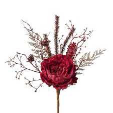 Ramo di Peonia artificiale rossa 41 cm