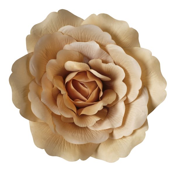 Testa di Rosa artificiale gigante dotata di anello beige per eventi e vetrine XXL 45 x 45 cm