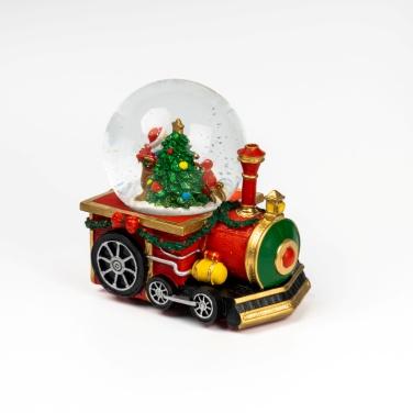 Carillon di Natale Treno con palla di neve con Babbo Natale e abete16 x 10 x 16 cm