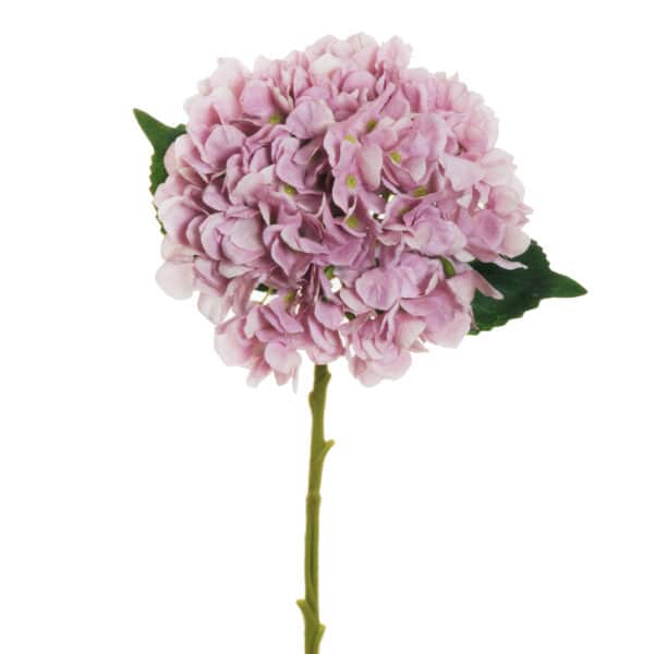 Mazzo di Fiori di Ortensia artificiali con 3 foglie colore lilla d. 18 x h. 50 cm