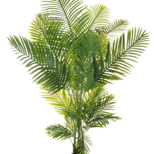 Pianta di Areca artificiale con 24 foglie verdi real touch con vaso nero in plastica h. 200 cm