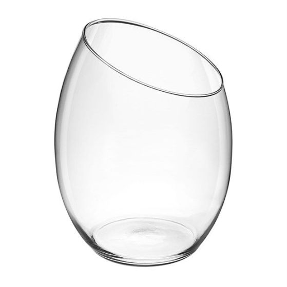 Vaso contenitore Portafiori - Portacandele in vetro taglio caldo obliquo d. 20 x h. 25 cm